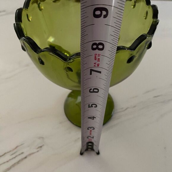 Indiana Glass Scallop Medium Compote Pedestal Bowl Teardrop Accent Details - Picture 6 of 8